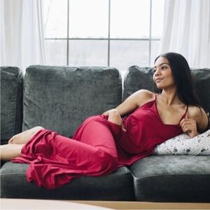 SKIVYS LOUNGE DRESS MAXI DRESS RED CRIMSON Red Size M